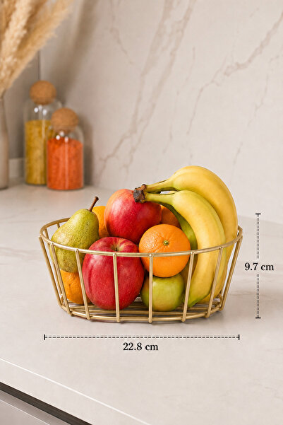 Edora Home Matte Gold Oval Fruit Vegetable Basket Kitchen Organizer Multi-Pur...