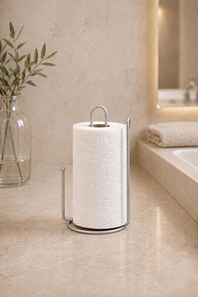 Edora Home Mat Gümüş Ayraçlı Kağıt Havluluk Rulo Havluluk Peçetelik 25 Cm Paslanmaz Metal