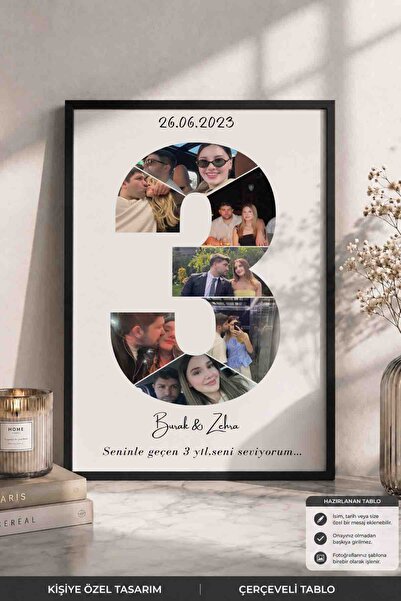 Bugucreative Kişiselleştirilmiş 7 Fotoğraflı Kolaj,Kişiye Özel Hediye,Duvar S...