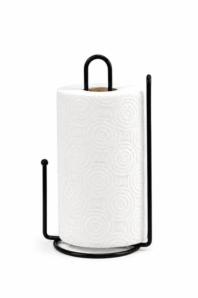 Edora Home Siyah Ayraçlı Metal Kağıt Havluluk, Tezgah Üstü Rulo Havlu ve Peçetelik Standı