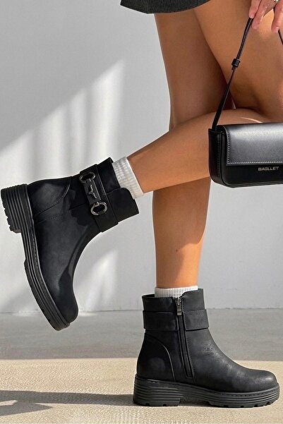 DefHeel'e Women's Boots with Side Buckle and Zipper R15D102