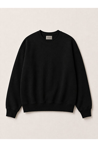 S&A DESIGN Unisex(Kadın-Erkek) Basic 0 Sıfır Yaka Baskısız Düz Oversize Geniş...