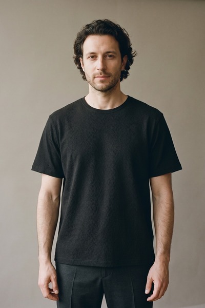 Maccali Tricou negru largi, de bază, din bumbac, pentru bărbați