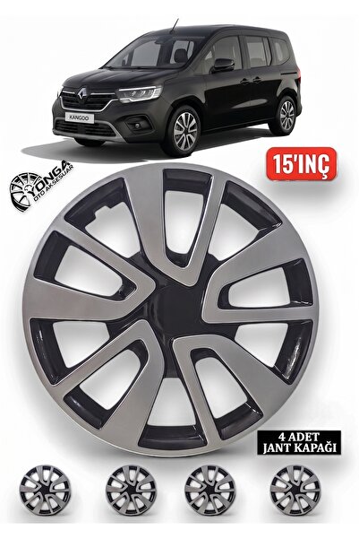 YONGA OTO AKSESUAR RENAULT KANGOO 15 İnç Jant Kapağı 4'lü Set Siyah Gümüş + 4...
