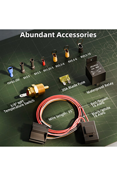 Choice 40A 40 AMP Electric Fan Relay Kit Electric Cooling Fan Thermostat Kit ...