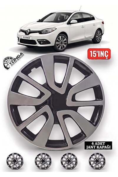 YONGA OTO AKSESUAR RENAULT FLUENCE 15 İnç Jant Kapağı 4'lü Set Siyah Gümüş + ...