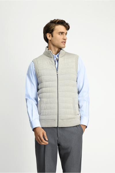 Kiğılı Vestă din tricot din lână cu fermoar cu model