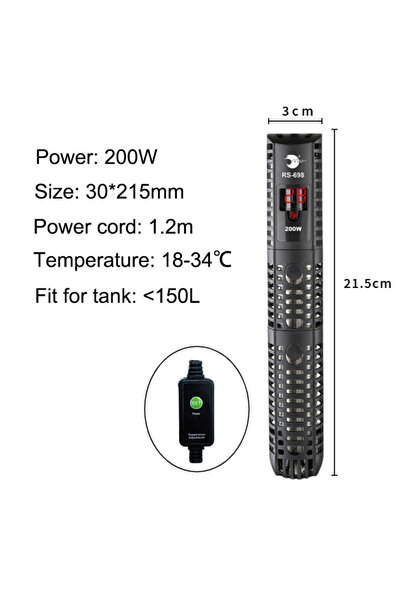 Choice Voltage 220V 200W Aquarium Submersible Heater Fish Tank Water Heating ...