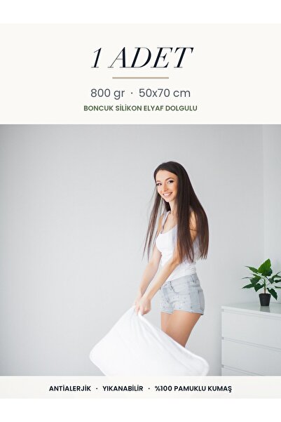 Binna Soft Eco 800 gr Boncuk Silikon Elyaf Dolgulu Yastık 50x70 cm Antialerjik Yıkanabilir Otel Yastığı