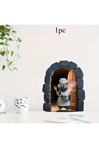 Choice 1pc 1pc Cute Little Mouse Sticker Kitchen Chef Wall Decoration Living ...