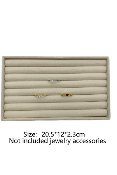 Choice Beige Velvet Jewelry Display Stackable Exquisite Jewellery Holder Port...