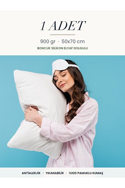 Binna Soft Comfort Touch 900 gr Boncuk Silikon Elyaf Dolgulu Yastık 50x70 cm Antialerjik Yıkanabilir Otel Yastığı