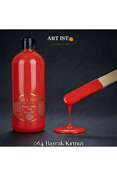 ART IST Kendinden Vernikli PLUS Su Bazlı Akrilik Boya 500ml - 064 BAYRAK KIRMIZI