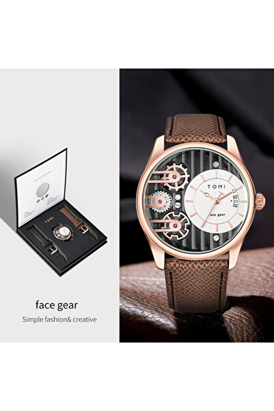 Choice Brown Rose Gold TOMI Men's Gift Box Combination Set Watch Luxury and S...