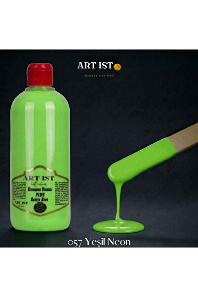 ART IST Kendinden Vernikli PLUS Su Bazlı Akrilik Boya 500ml - 057 YEŞİL NEON