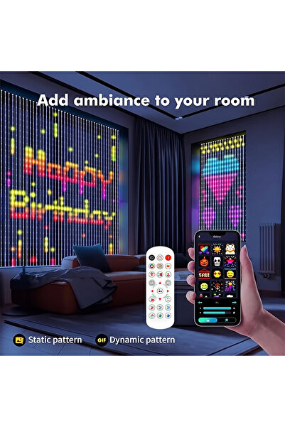 Choice USB 2.4x2.4m Smart LED Curtain Light APP Control RGB Dimmable DIY Patt...
