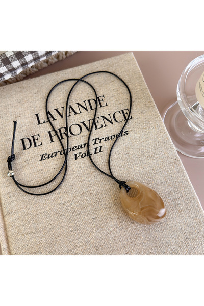 Choice Creamy coffee color Minimalist Retro Gradient Pendant Necklace Korean ...
