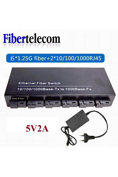 Choice 1pcs with power 100/1000M Gigabit Ethernet Fiber Switch 6*1.25G Fiber ...