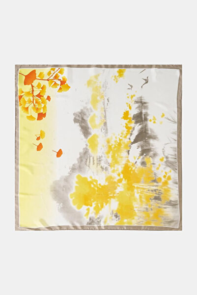 Kayra Watercolor Effect Scarf Gray-Yellow