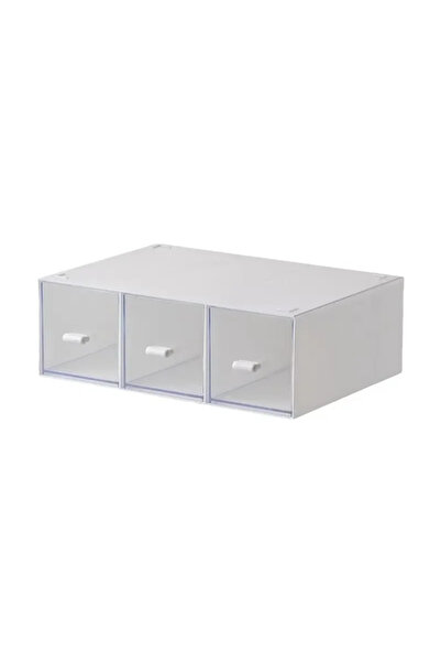Choice white 1Pc Transparent Desktop Drawer Stackable Organizer for Cosmetics...