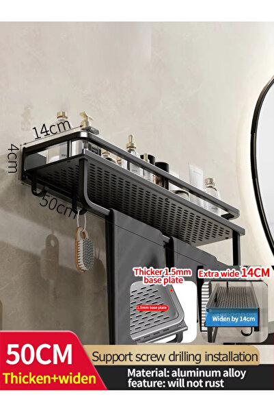 Choice Wider black 50CM-B Bathroom Rack Bathroom Shelf Toilet Space Aluminum ...