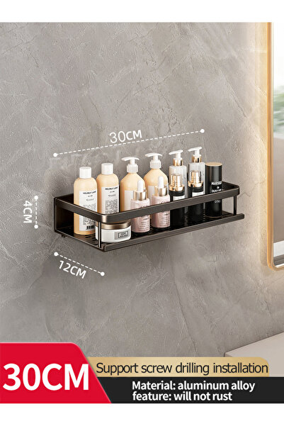 Choice black 30CM-A Bathroom Rack Bathroom Shelf Toilet Space Aluminum Hangin...