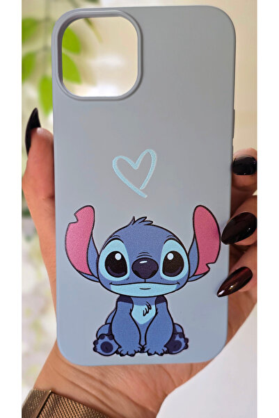 Magic Ring iPhone 13 / 14 Uyumlu Stitch Desenli Darbe Emici Bebe Mavi Silikon...