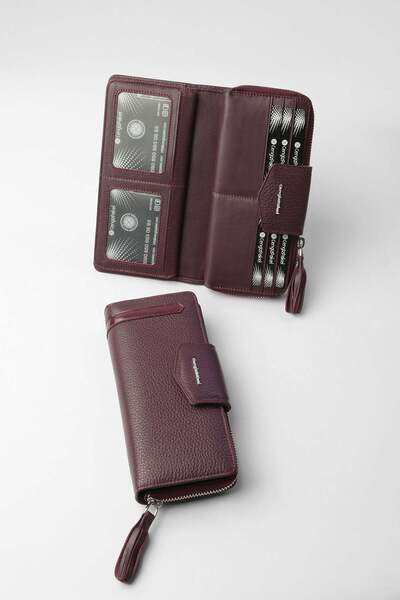 CENGİZ PAKEL Genuine Leather Large Internal Volume Women's Wallet - Functiona...