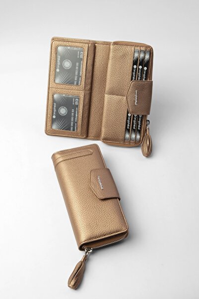 CENGİZ PAKEL Genuine Leather Women's Wallet with Large Internal Volume - Func...