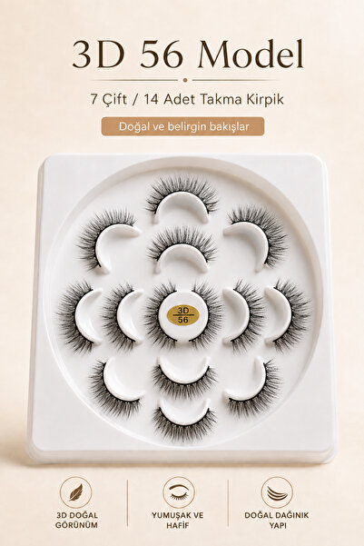 Fırsatkolik 7 Çift Doğal İpek Takma Kirpik 3D 56 Hacimli
