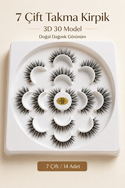 Fırsatkolik 7 Çift Doğal İpek Takma Kirpik 3D 30 Hacimli