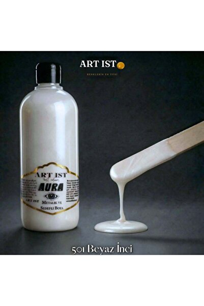 ART IST AURA Sedefli ve Vernikli Metalik Akrilik Boya 500 ml – 501 Beyaz İnci...