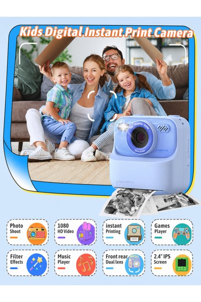 Excitat Instant Camera for Kids, Excitat®, 1080P HD, Photo Functions, Printin...