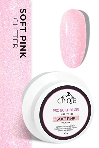 CROJE KALICI OJE (Orta Akışkan Kıvam) Pro Builder Gel (Glitter Soft Pink) 30 gr
