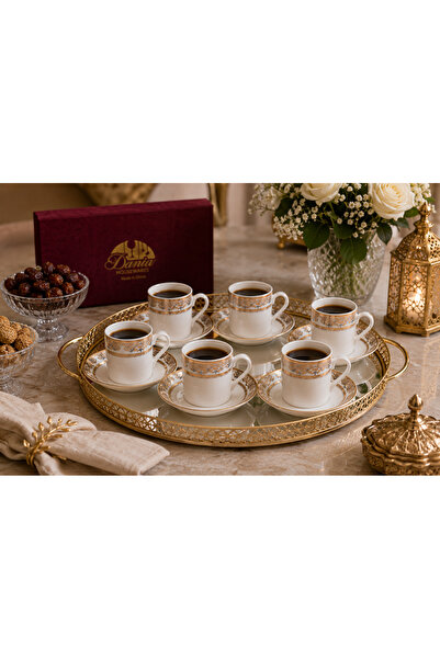 Dania Fine Porcelain Coffee Cup and Saucer Set - 12 Piece Set for 6 People - ...