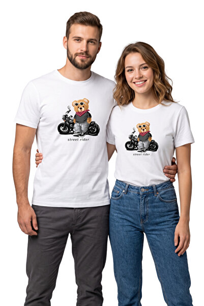 DK DAKSEL Muška Osnovni Teddy Bear Štampano široka bela majica