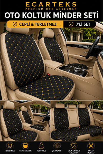 ECARTEKS PREMİUM QUALİTY CAR ACCESSORİES مجموعة وسائد مقاعد السيارة المقاومة ...