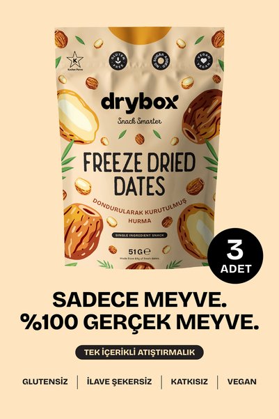 DRYBOX Freeze Dried Sweet and Crispy Dates (Freeze Dried) - 51g 3-Pack