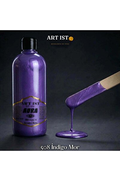 ART IST AURA Sedefli ve Vernikli Metalik Akrilik Boya 500 ml – 508 İndigo Mor...