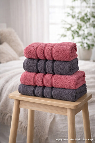 ELY PARKER 4-Piece Cotton Bath Towel Set Powder-Anthracite