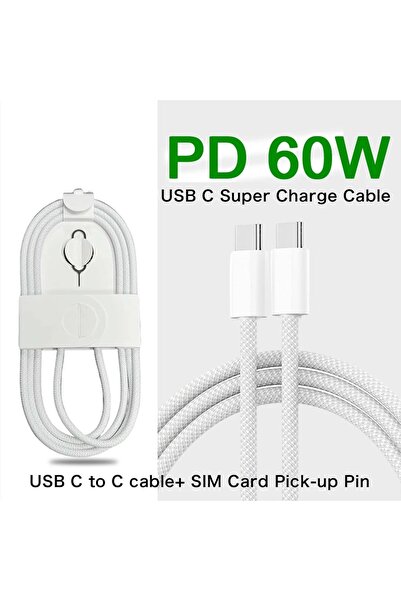 Choice5 3PCS 1M White TypeC to C 1-50Pcs Original PD 60W Weaving Type C Fast ...