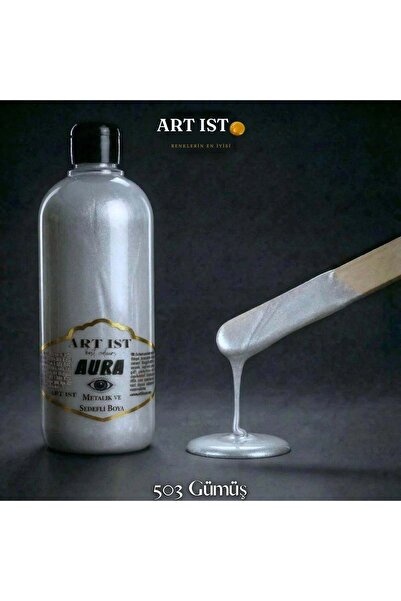 ART IST AURA Sedefli ve Vernikli Metalik Akrilik Boya 500 ml – 503 Gümüş | Ah...