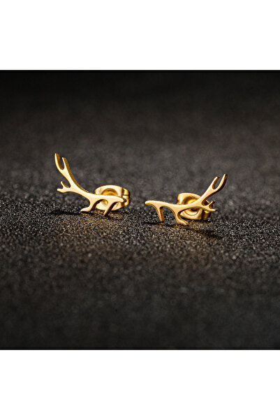 Choice GED664G 1 Pair Trendy Cute Deer Horn Stud Earrings Stainless Steel Ant...