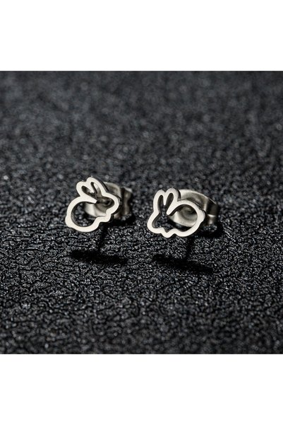 Choice GED065S 1Pair Hollow Stainless Steel Cute Rabbit Bunny Earring For Gir...