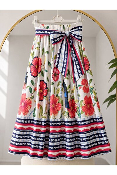 VOLT CLOTHİNG Fusta Hijab cu curea și imprimeu floral mixt