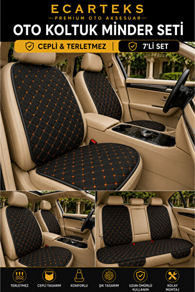 ECARTEKS PREMİUM QUALİTY CAR ACCESSORİES مجموعة وسائد مقاعد السيارة المقاومة ...