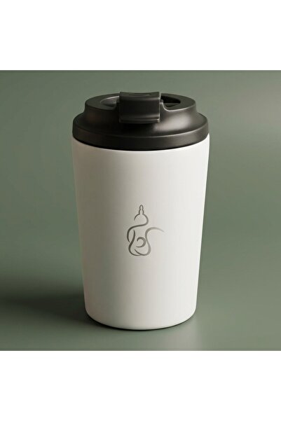 Alsaif Gallery Saif Gallery Stainless Steel Thermal Mug, 240 ml, Lid - White