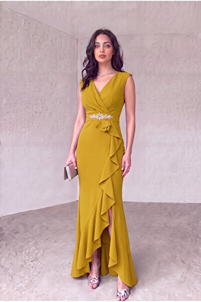 ALFUDO Moda Collection Rochie de seară din țesătură crep scuba pentru femei, ...