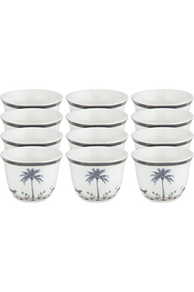 Alsaif Gallery Al Saif Gallery Saudi Porcelain Coffee Cup Set, 12 Pieces - Wh...