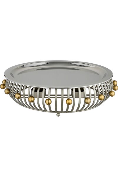 Alsaif Gallery Al Saif Gallery Stainless Steel Serving Dish, 33x33x10 cm, Rou...